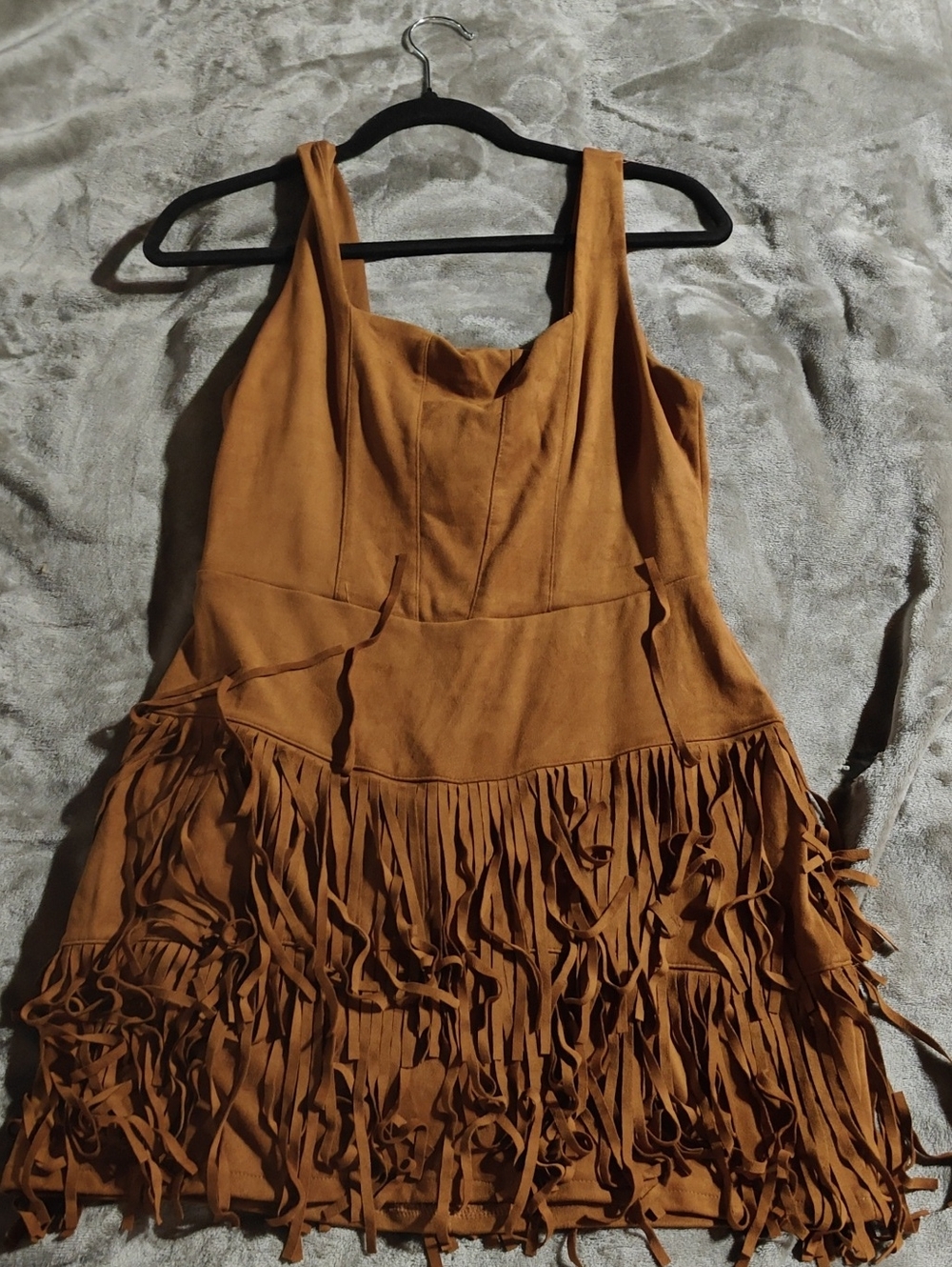 Trixxi Rust Fringe Tank Mini Dress